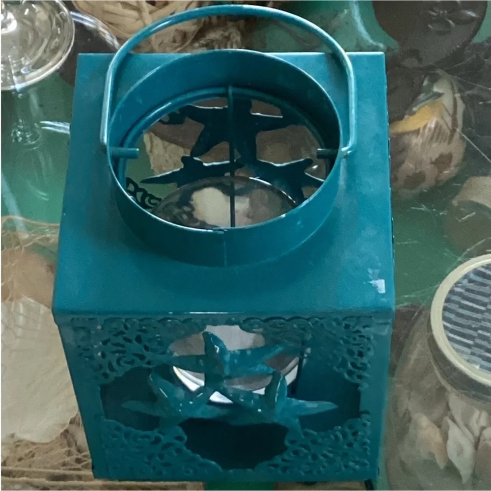 Pier 1 Teal Starfish Decorative Lantern Perfect for Beach House Decor